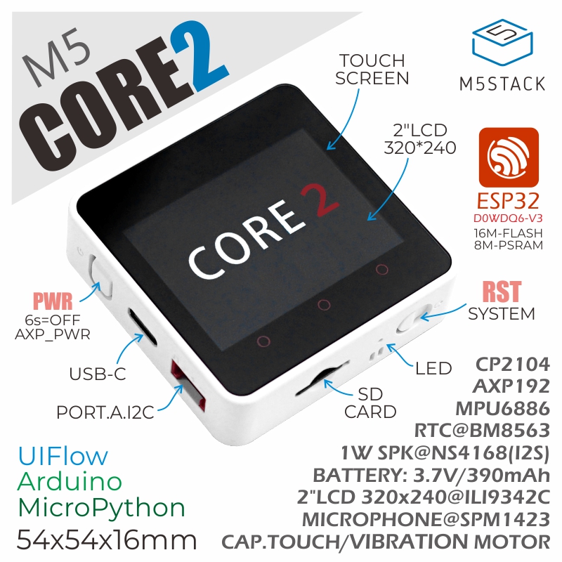 M5Stack Core2 ESP32 IoT Dev Ki - M5Stack Core2 评论和价格